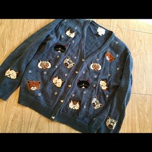 Hand embroidered cat lady sweater